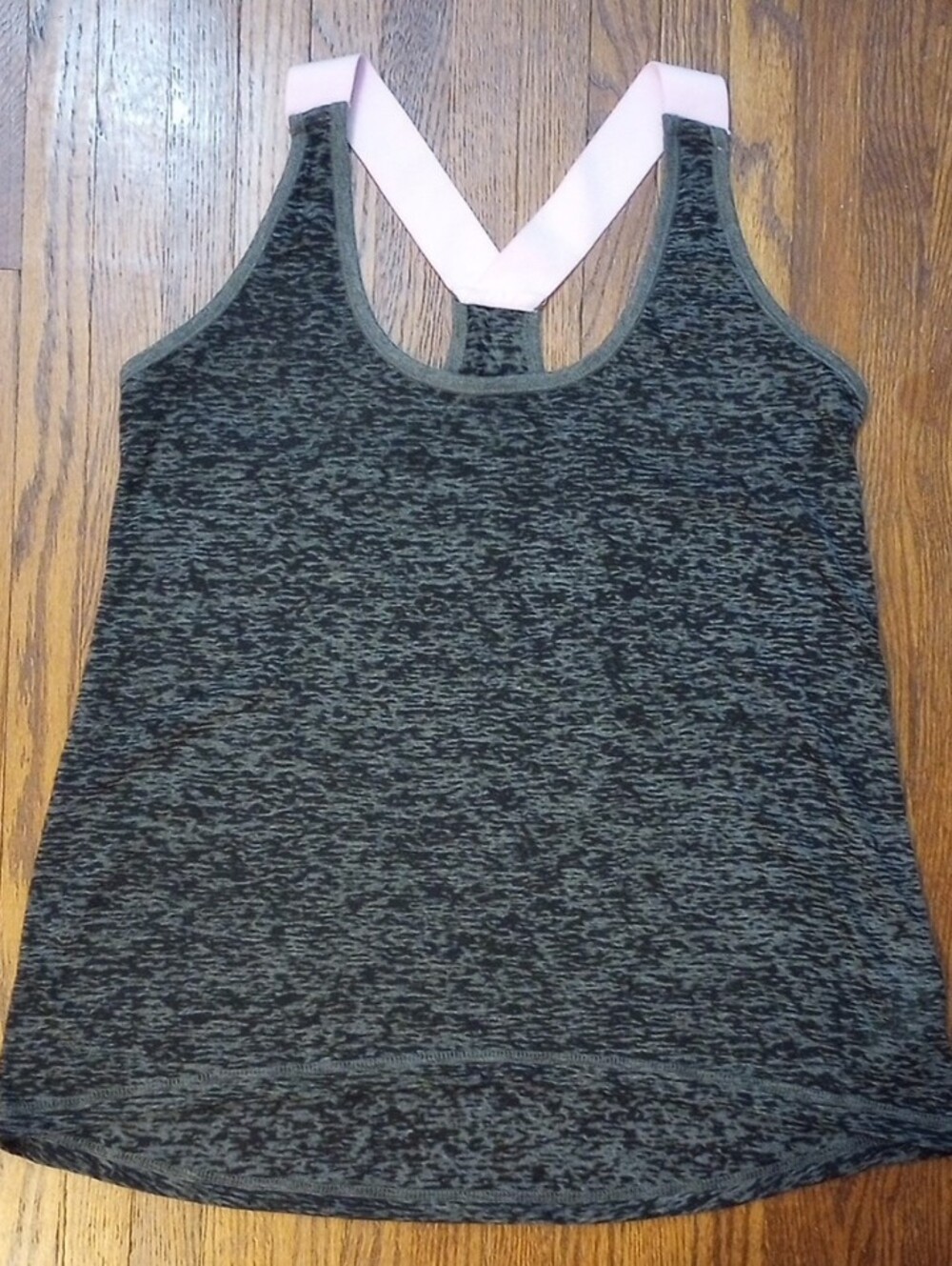 Old Navy Black Heather Tank with Light Pink Racerback Straps, Size M